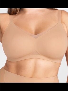 HONEYLOVE CROSSOVER WIRELESS BRA SAND Nude  42 DD NWOT
